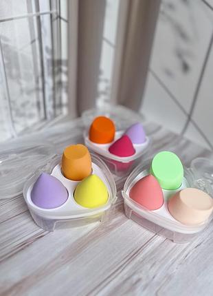 Набор спонжей для макияжа в футляре сердце ruby face 3 шт