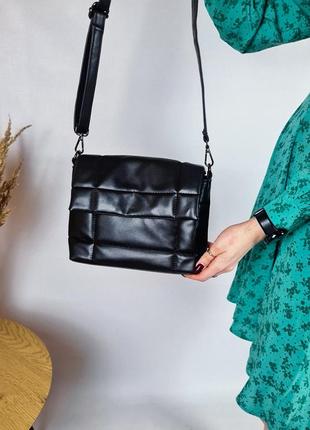 Стильная сумочка, сумочка стеганая черная женская6 фото