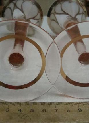 Шикарные бокалы фужеры набор 2 шт цветной хрусталь богемия чехословакия №10469 фото