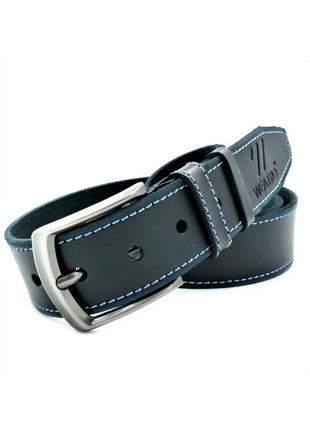 Кожаный мужской ремень weatro 115-120 см цвет темно-синий m-kozh43-wtrua-0022