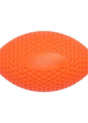 Ігровий м'яч для апортування pitchdog д-9 см жовтогарячий3 фото