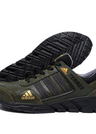 Мужские кожаные кроссовки match adidas with green
