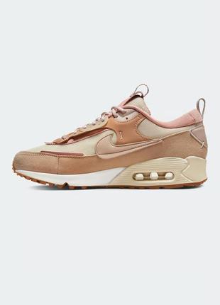 Кросівки жіночі nike air max 90 futura бежеві з рожевим, найк аїр макс футура