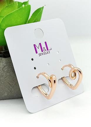 Серьги медсплав медзолото сердечки конго закуня