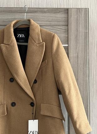 Классическое шерстяное пальто кэмел zara9 фото