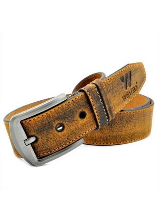 Кожаный мужской ремень weatro 115-120 см цвет коричневый m-kozh43-wtrua-0019