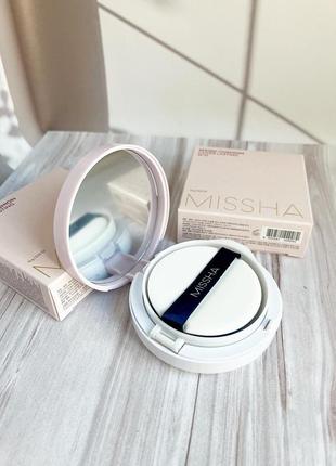 Стійкий кушон з сатиновим фінішем missha magic cushion cover lasting spf50+ pa+++ тон 21, 15 g4 фото