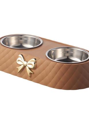 Миска для кошек taotaopets 138817 34 см brown двойная 13шт