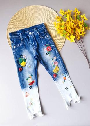 Джинси для дівчинки flowers 80см 86см 92см