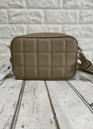 Шкіряна стьогана сумка кросбоді нова колекція італія 🇮🇹 бежева