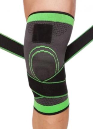 Наколінник для суглобів knee support фіксатор - ks-001, сірий із зеленим,(м)