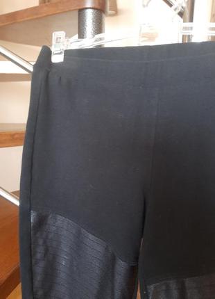Лосины леггинсы коттон с кожаными вставками италия5 фото