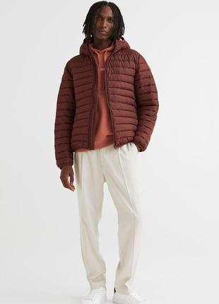 Утепленная стеганая куртка h&amp;m 0807005018 s бордовый2 фото