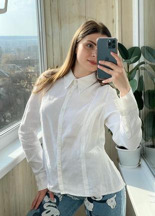 Белая льняная рубашка 70% лен 1+1=3