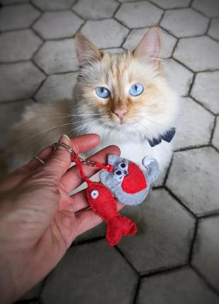 Брелоки из фетра мягкие брелки котик панда лапка