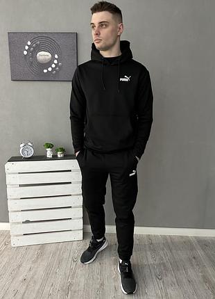 Демісезонний спортивний костюм puma чорний худі + штани