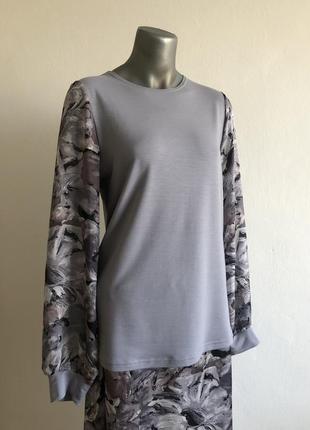 Блуза с шелковыми рукавами