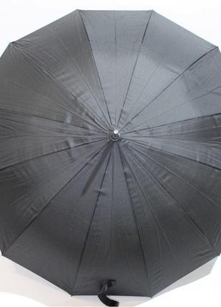 Зонт антишторм тростина чорний 12 спиць1 фото