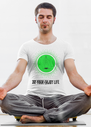 Футболка чоловіча з принтом для занять йогою "do yoga enjoy life. займіться йогою насолоджуйтесь