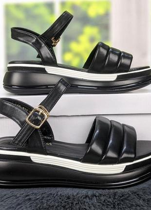 Босоножки женские черные на платформе mengfuna3 фото
