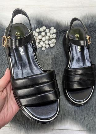 Босоножки женские черные на платформе mengfuna9 фото