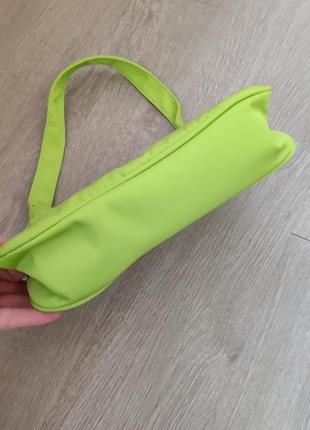 Нейлонова сумка багет з короткою ручкою. зелений неон4 фото