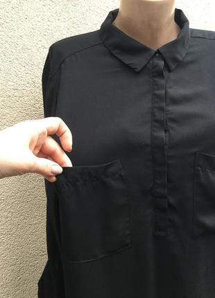 Чёрная,базовая,удлиненная блуза,рубаха,туника большой размер,полиэстер4 фото