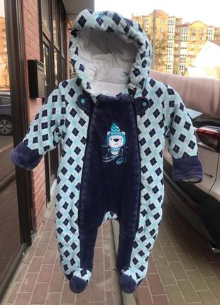 Фото 3 демісезонний велюровий комбінезон на зріст 6-12 місяців