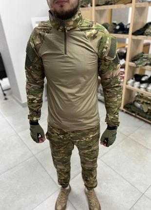 Військовий  тактичний костюм літній мультикам штани з наколінниками та бойова сорочка убакс m