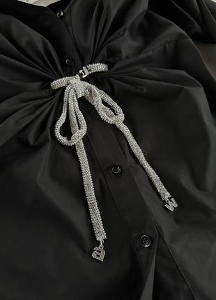 Сукня в стилі alexander wang  100% котон сорочка чорна з куліскою довге3 фото