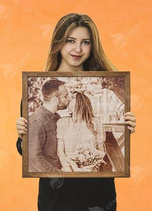 Портрет по фото. подарок из дерева. портрет на заказ - 40х40 см