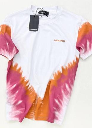 Брендовая мужская футболка / качественная футболка dsquared2 в белом цвете на лето