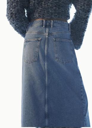 Джинсовая юбка миди с вырезом оригинал zara3 фото