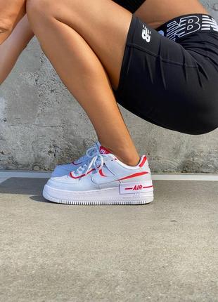 Женские кроссовки nike air force 1 shadow white red