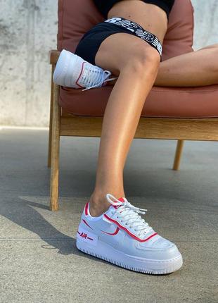 Женские кроссовки nike air force 1 shadow white red6 фото