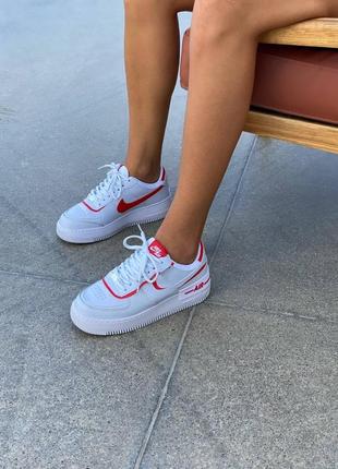 Женские кроссовки nike air force 1 shadow white red9 фото