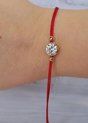 Жіночий браслет червона нитка, медичне золото. браслет-оберіг1 фото