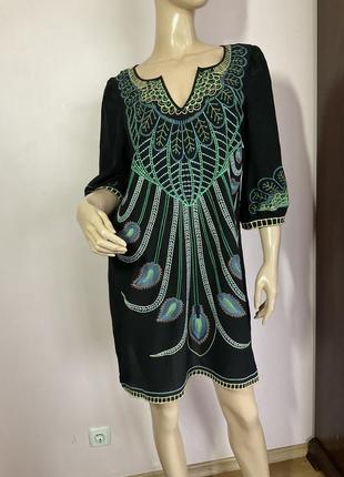 Шикарная шелковая туника- платье с вышивкой/l/brend warehouse