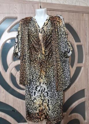 Винтажный костюм платья + накидка леопард принт
