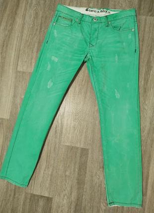 Мужские джинсы / cipo & baxx / турция / зелёные джинсы / штаны / брюки /