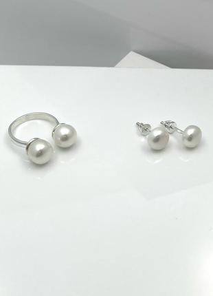 Срібні пусети закрутки із натуральними перлами8 фото