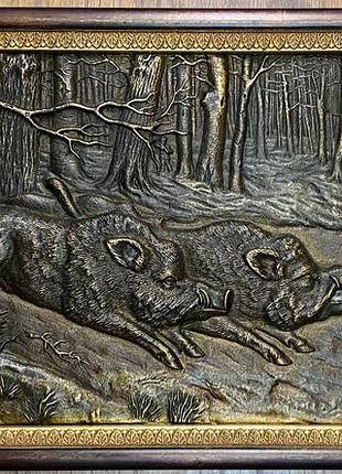 Настенный барельеф "кабаны"