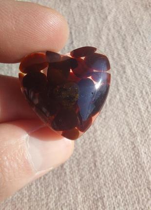 Янтарний кулон серце, підвіска з бурштином у вигляді серця8 фото