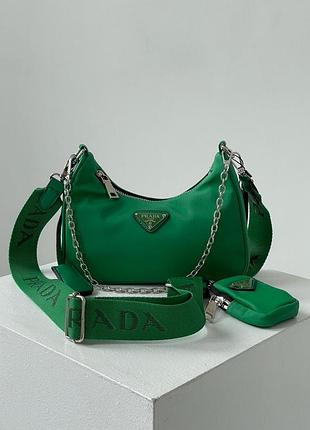 Сумка женская в стиле prada re-edition 2005 green