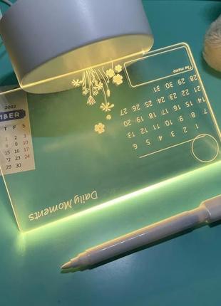 Акриловая прозрачная светящаяся доска с календарем для заметок стираемая доска для сообщений5 фото