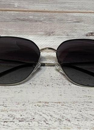 Окуляри жіночі сонцезахисні крапельки сірий градієнт із декором2 фото