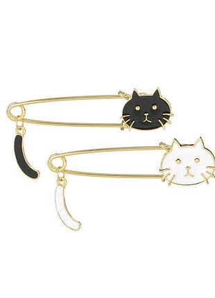 Набор брошей / булавок металлических с котами (2 шт.)