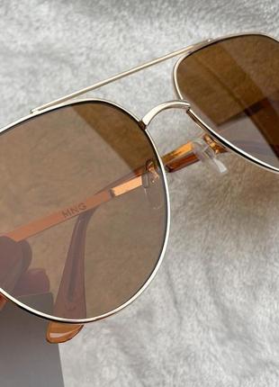 Сонцезахисні окуляри оверсайз авіатор mango стильні жіночі окуляои з уф-захистом трендові під золото