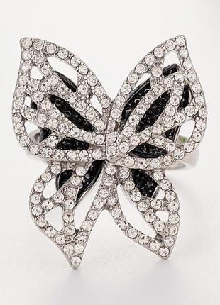 Женское кольцо бабочка с камнями oxa серебристое (17)2 фото