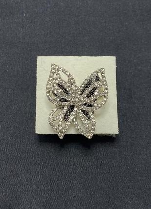 Женское кольцо бабочка с камнями oxa серебристое (17)3 фото